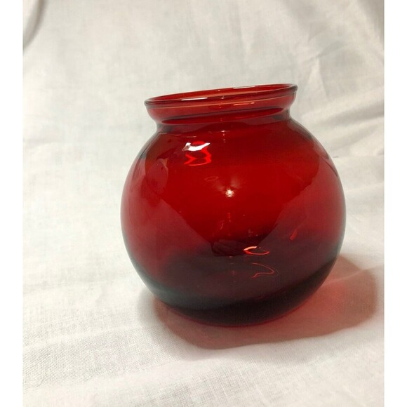 Vtg Royal Ruby Red Round Anchor Hawking Decorative Ball Vase No Chips No Cracks - Picture 8 of 8